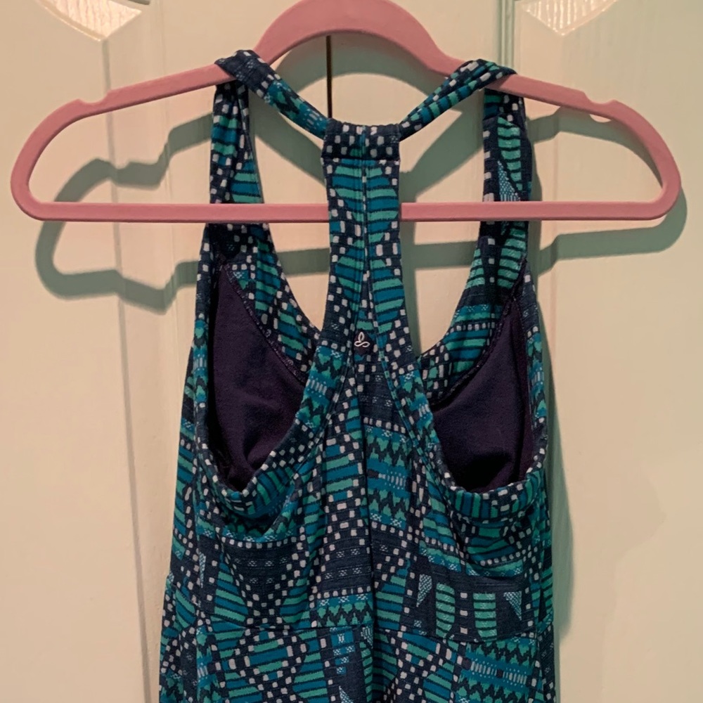 Prana blue and green racer back dress
